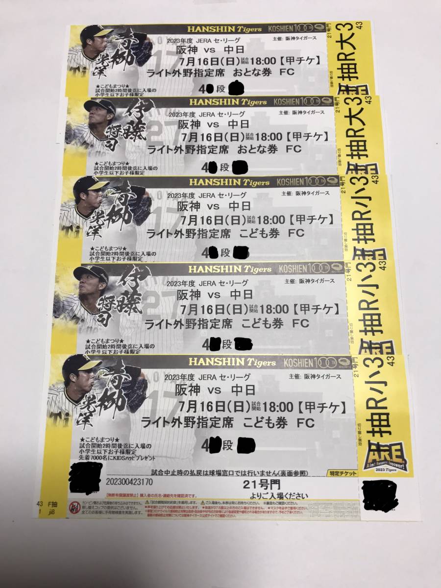 阪神タイガース 2023 JERA セントラル・リーグ 優勝記念入場券セット　3