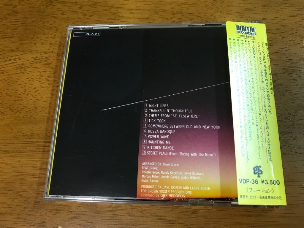 v6/CD デイブ・グルーシン ナイト・ラインズ 国内盤 VDP-36 折込帯付き_画像2