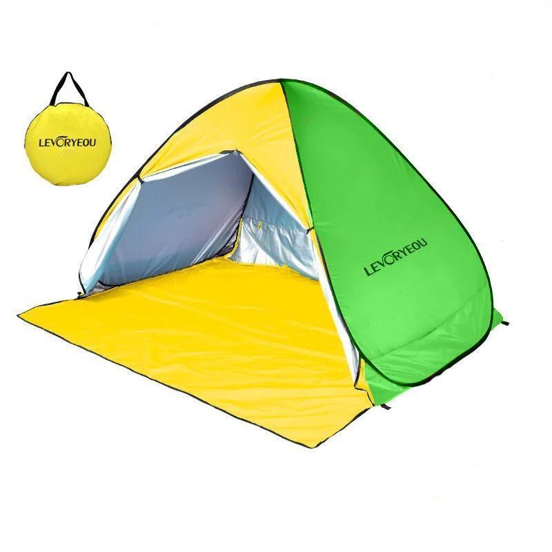 新品　ポップアップテント　テント　ワンタッチ　袋から出すだけ　簡単設営　黄色　緑
