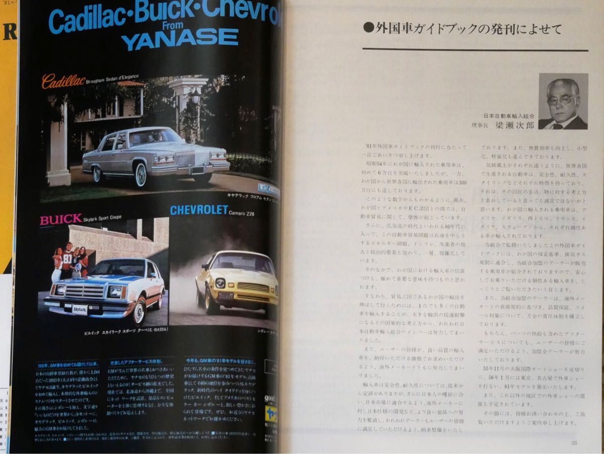 日刊自動車新聞社発行　日本自動車輸入組合監修　新車アルバム別冊　「外国車ガイドブック」　中古本