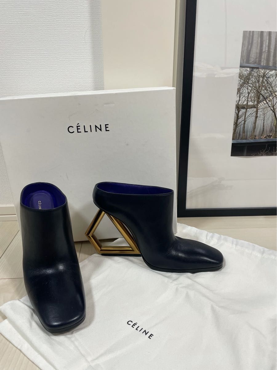 CELINE セリーヌ  フィービー期 激レア デザイン トライアングル ヒール ブーツ ブーティ サンダル 