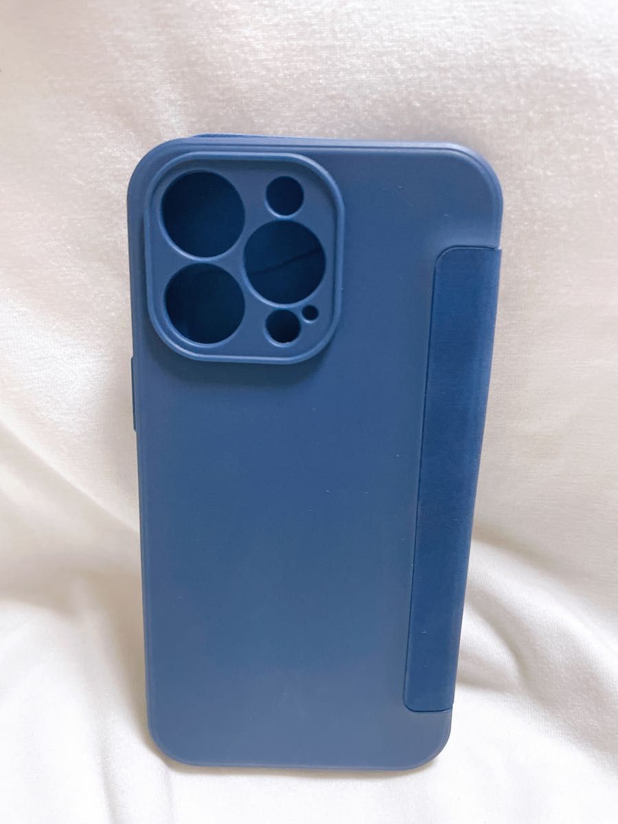 iPhone 13 Pro 用ケース カードスロット磁気クロージャーブックプレミアムPUレザーフリップウォレット電話ケース,ブルー