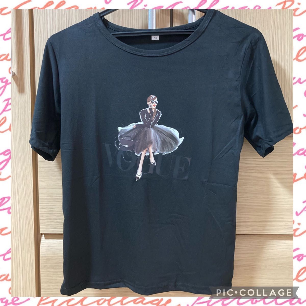 ブラック vogue風ロゴプリントTシャツ  Mサイズ ピッタリ目です！新品未使用！お値引き可能！