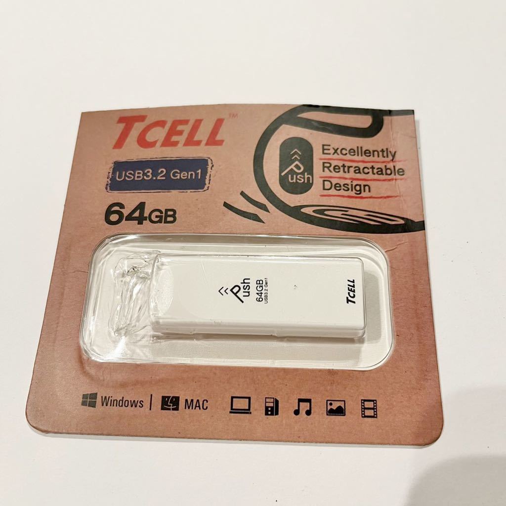 507t1003☆ TCELL Push 64GB USB 3.2 Gen1(3.1/3.0) USBメモリー フラッシュドライブ 読み込み 最大100MB/秒 格納式 メモリースティック JChere雅虎拍卖代购