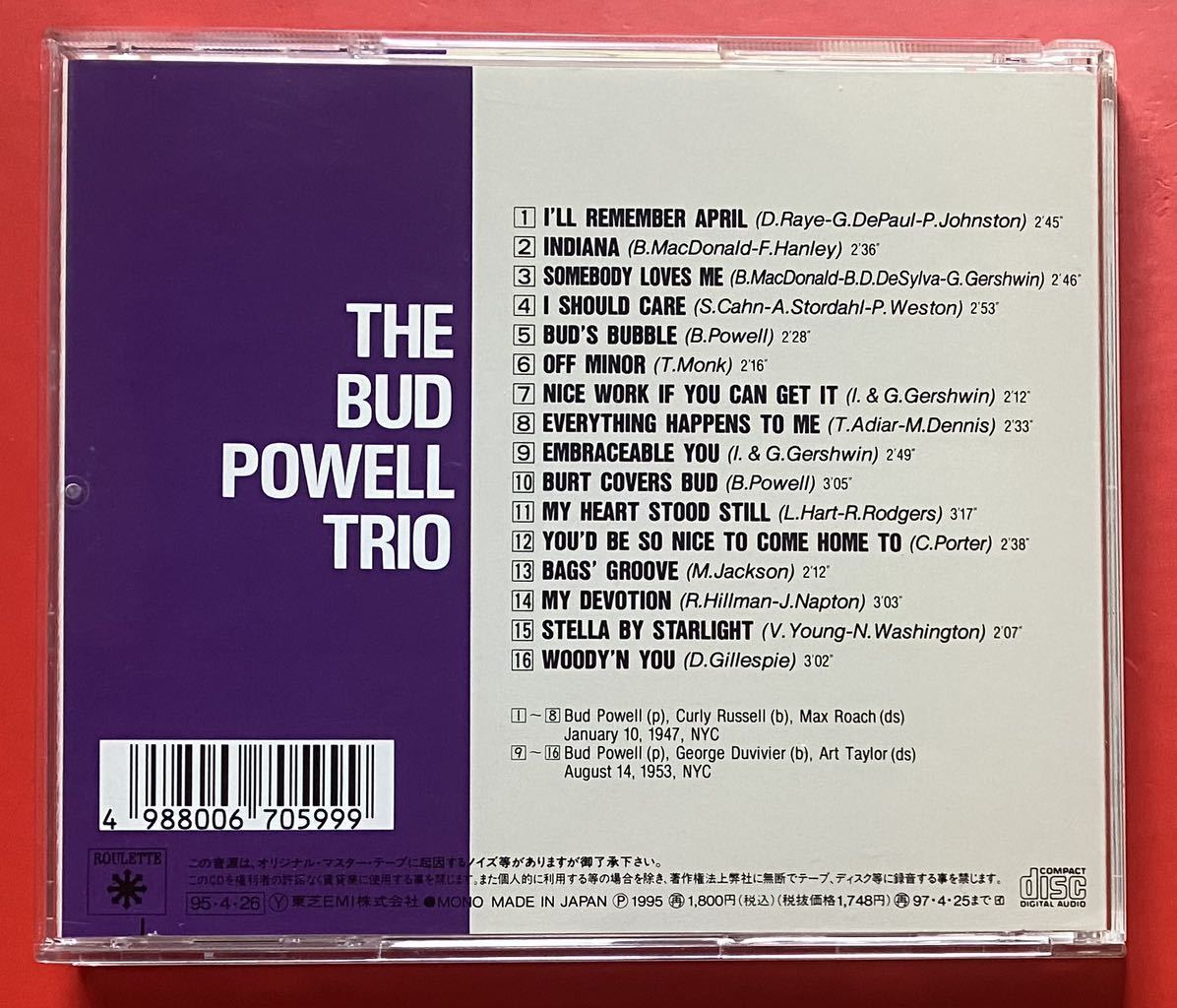 【CD】バド・パウエル「バド・パウエルの芸術」Bud Powell 国内盤 盤面良好 [10230200]_画像2