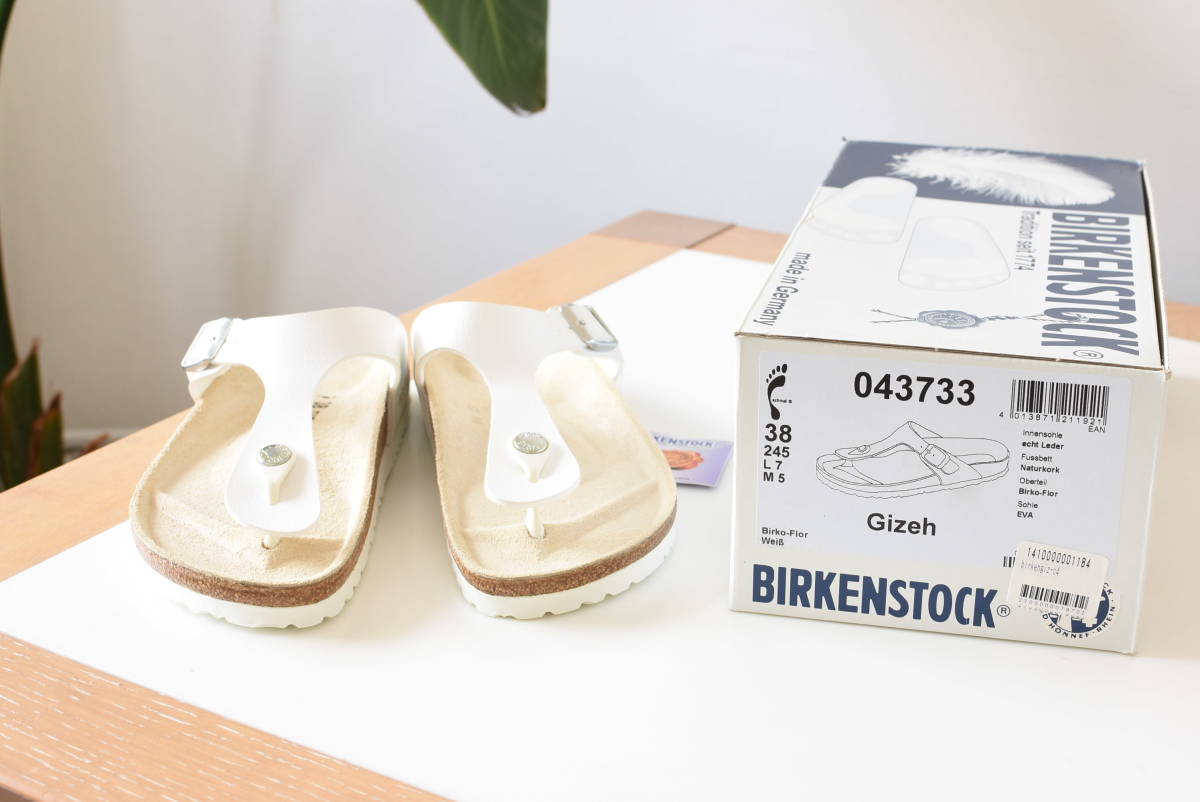 Birkenstock Birkenstock Gisez全新未使用的白色涼鞋24厘米24.5厘米 原文:Birkenstock ビルケンシュトック ギゼ 新品 未使用 ホワイト 白　サンダル　24cm 24.5cm