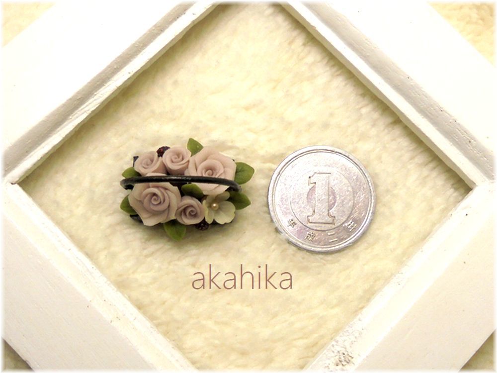 akahika*樹脂粘土フラワーボックス*薔薇・ピンク・ミニチュア・ドールハウス_画像3