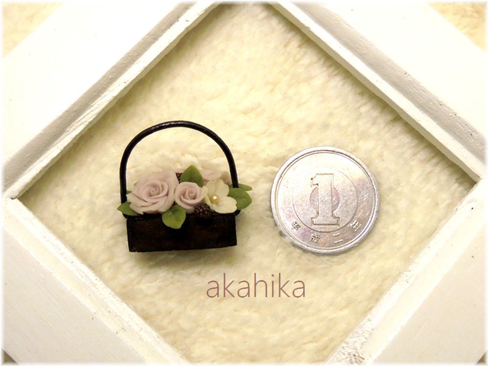 akahika*樹脂粘土フラワーボックス*薔薇・ピンク・ミニチュア・ドールハウス_画像4