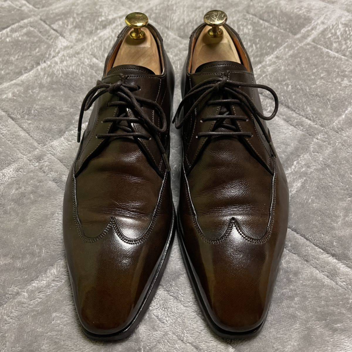 【Santoni】ブラインドフルブローグ 革靴 25.0cm ビジネスシューズ ブラウン