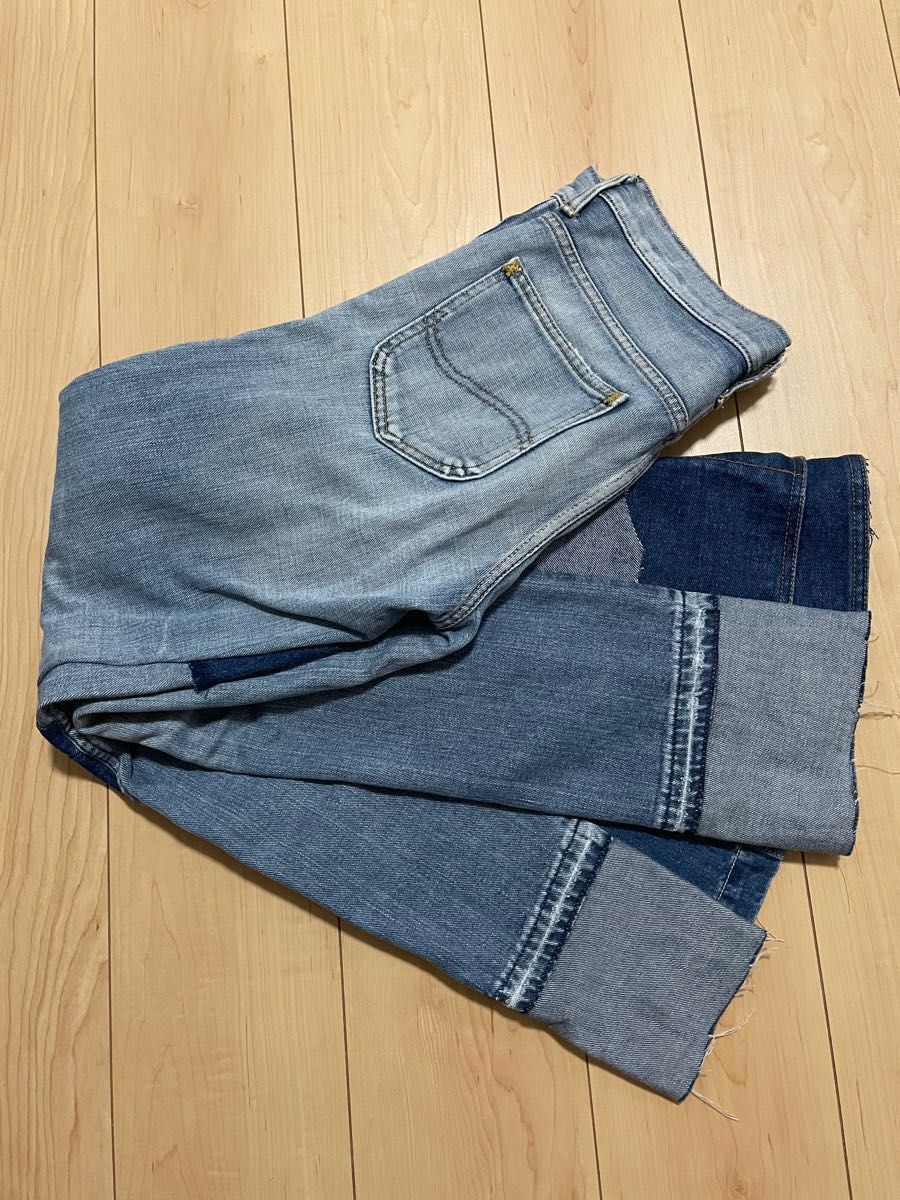 リメイクデニム パッチワーク デニムドッキング ワイドパンツ リメイクデニム パッチワーク デニムドッキング ワイドパンツ