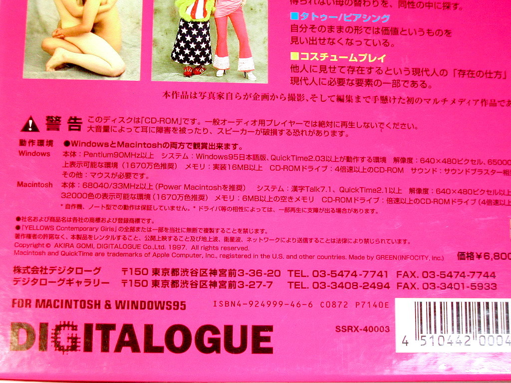 PC soft /. taste .CD-ROM digital photoalbum /YELLOWS Contemporary Girls/Win&Mc Showa era Bubble at that time materials /tejita low gGOMI AKKIRA/ super popular masterpiece!! super-rare 