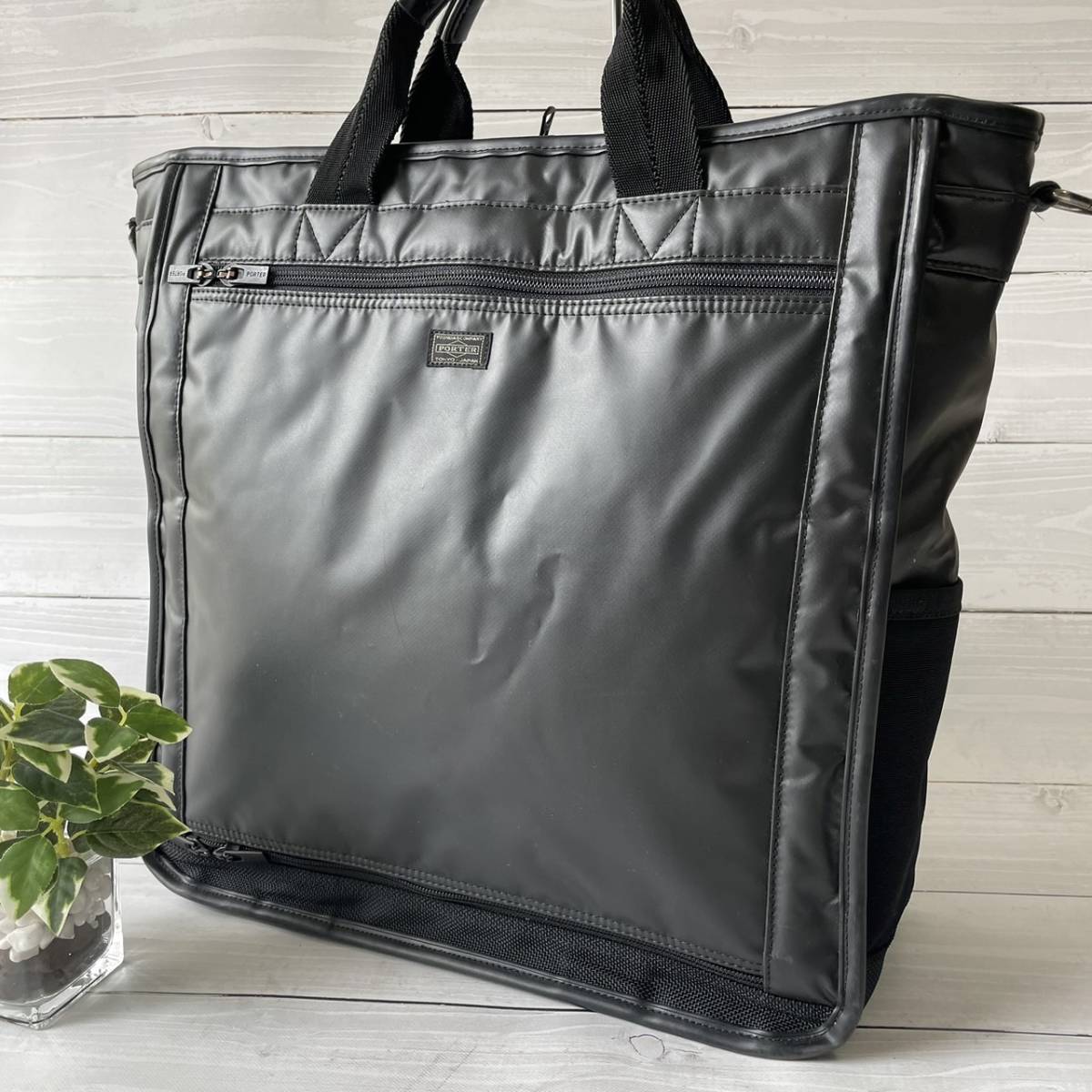 美品】ポーター PORTER トートバッグ ナイロン A4収納可 ブラック 黒