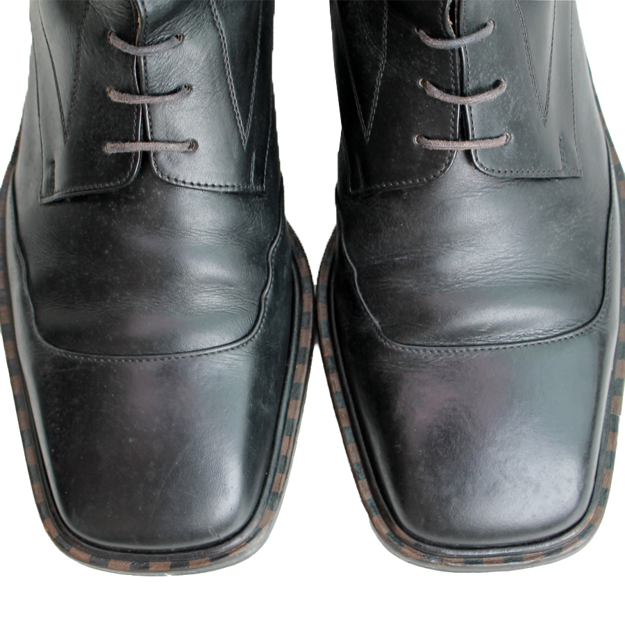  Италия производства * Louis Vuitton LOUIS VUITON* гонки выше ботинки 5.5=25 короткие сапоги кожа ST0042 мужской черный sk одежда p i-333