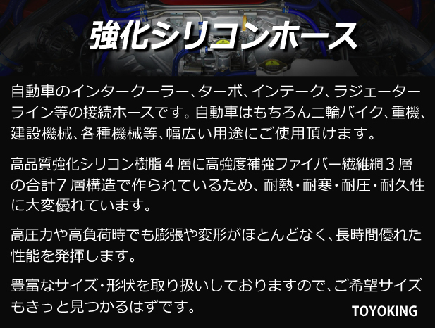 【シリコンホース 10%OFF】全長500mm ストレート ロング ホース 同径 内径83mm 青色 ロゴマーク無し 耐熱 汎用品_画像4
