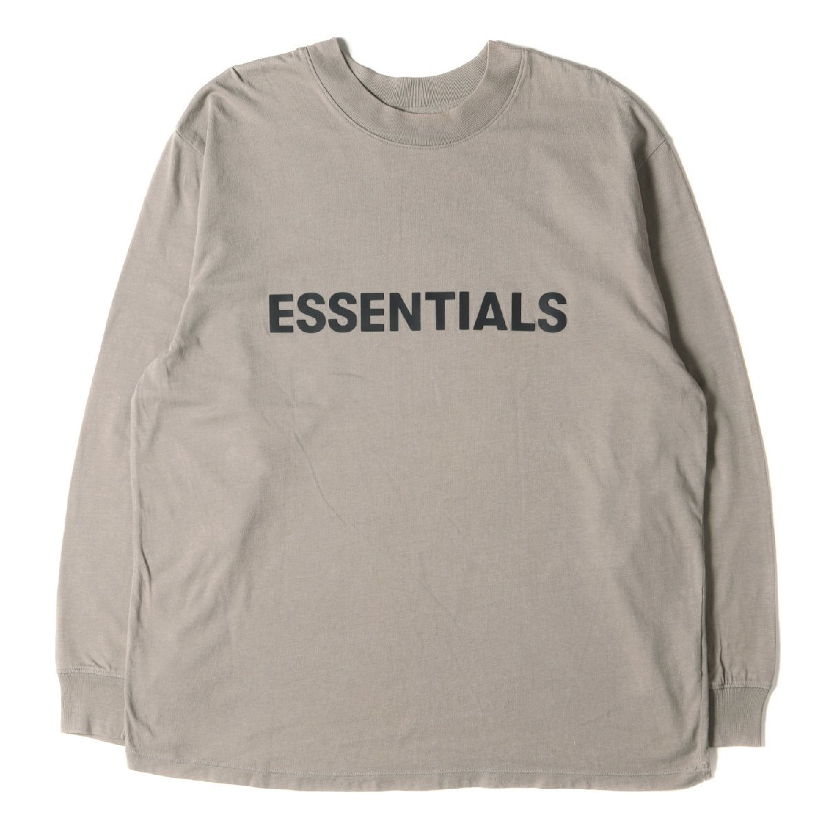 FEAR OF GOD FOG ESSENTIALS フィアオブゴッド エッセンシャルズ Tシャツ サイズ:M ラバーロゴ ロングスリーブ クルーネック トープ系