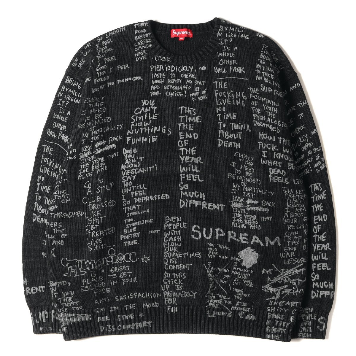 Supreme シュプリーム ニット サイズ:XXL 23SS ゴンズ グラフィック クルーネック コットンニット セーター Gonz Poems Sweater ブラック