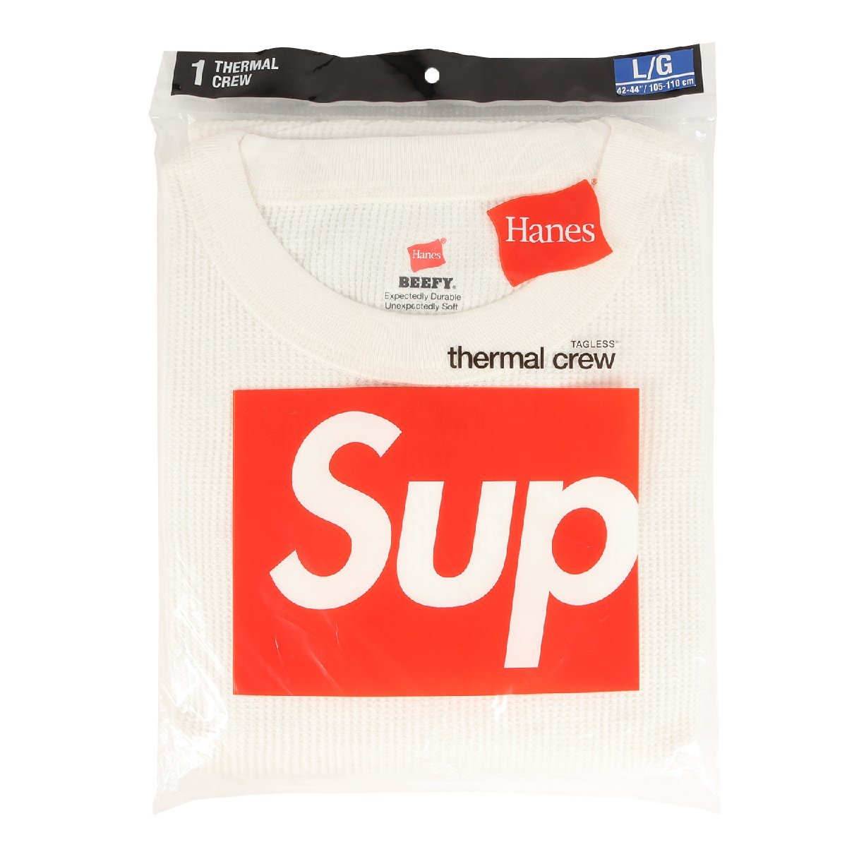新品 Supreme シュプリーム Tシャツ サイズ:L Hanes ヘインズ サーマル ロングスリーブ Tシャツ Thermal Crew 1 Pack 15W オフホワイト