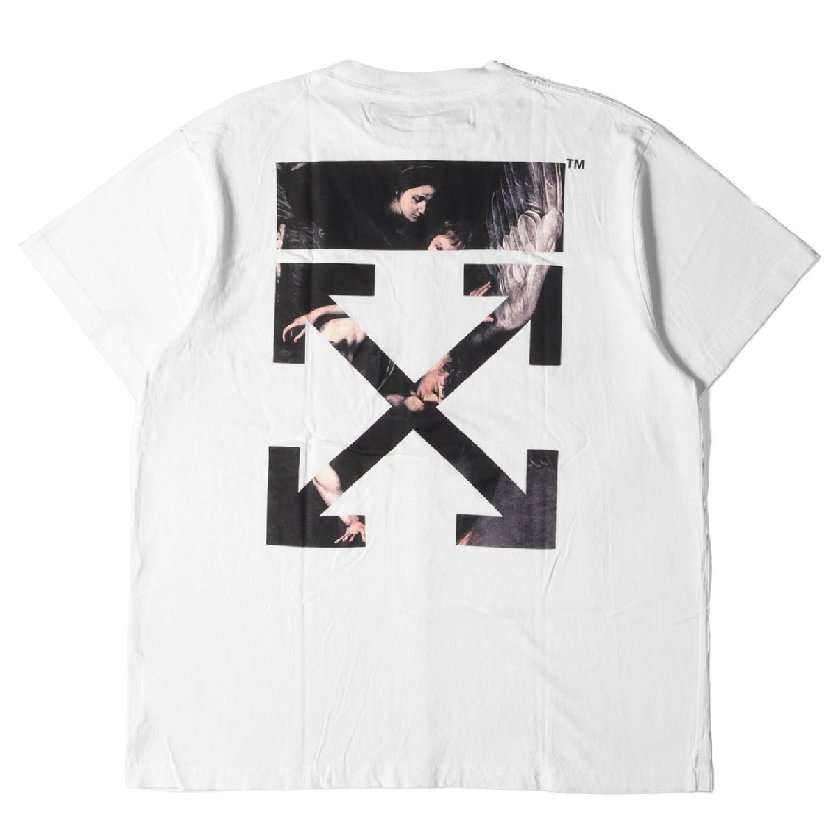 美品 OFF-WHITE オフホワイト Tシャツ サイズ:XS 20SS 絵画アローマーク オーバーサイズ Tシャツ CARAVAGGIO ARROW S/S OVER TEE ホワイト