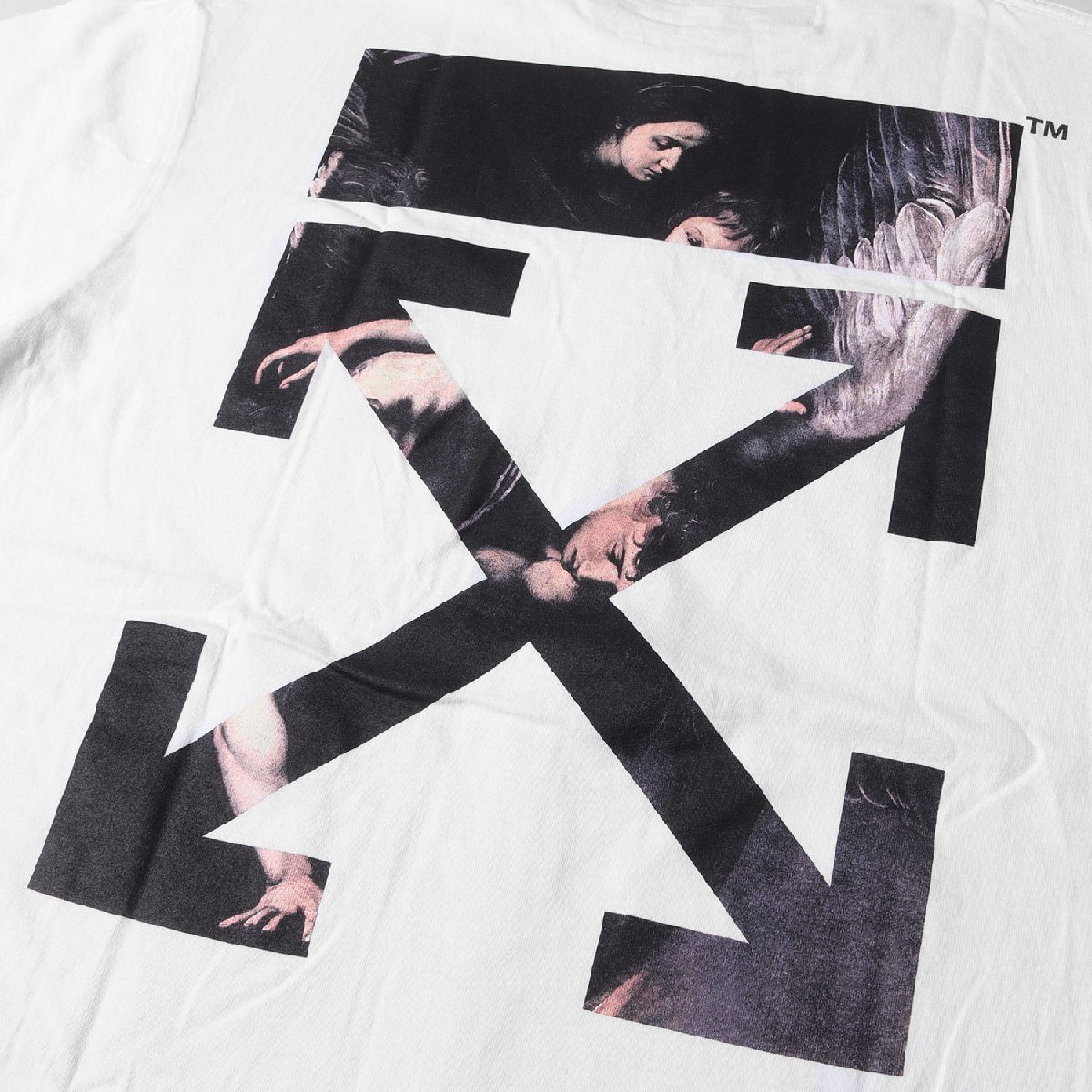 美品 OFF-WHITE オフホワイト Tシャツ サイズ:XS 20SS 絵画アローマーク オーバーサイズ Tシャツ CARAVAGGIO ARROW S/S OVER TEE ホワイト_画像4