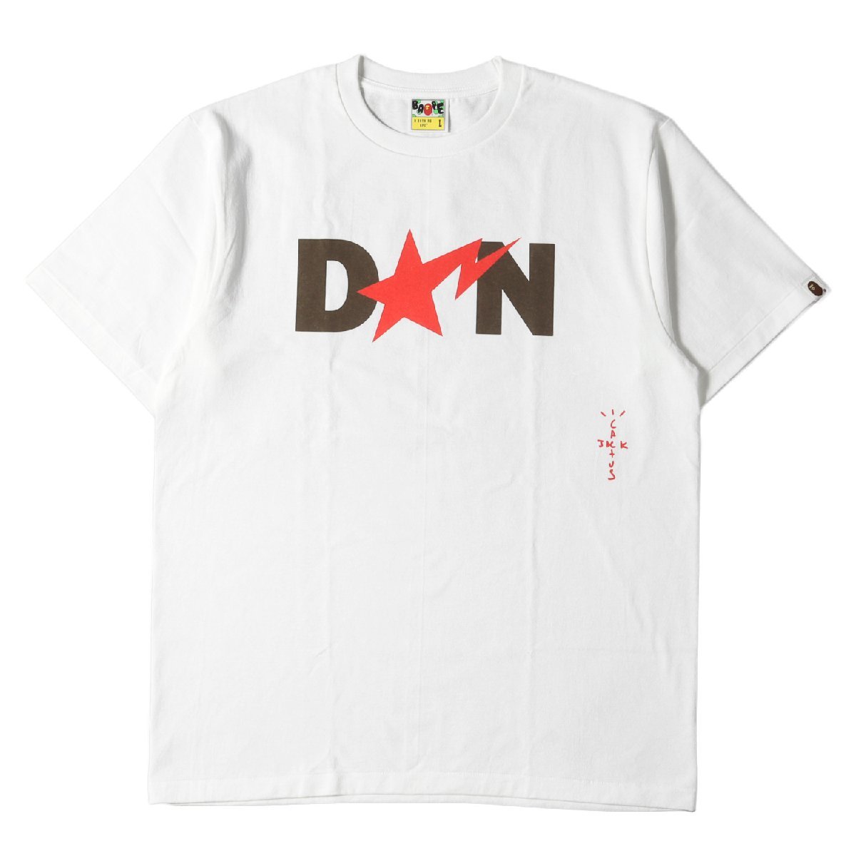 美品 A BATHING APE ア ベイシング エイプ 21AW Travis Scott / Cactus Jack Don Toliver コラボSTAロゴ Tシャツ TEE II ホワイト L_画像1