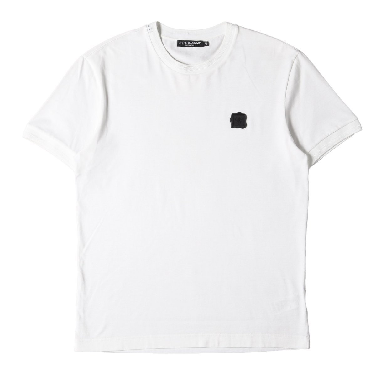 DOLCE&GABBANA ドルチェ&ガッバーナ Tシャツ サイズ：48 22SS ワンポイント ラバーDGロゴ リブトリム クルーネック Tシャツ ホワイト