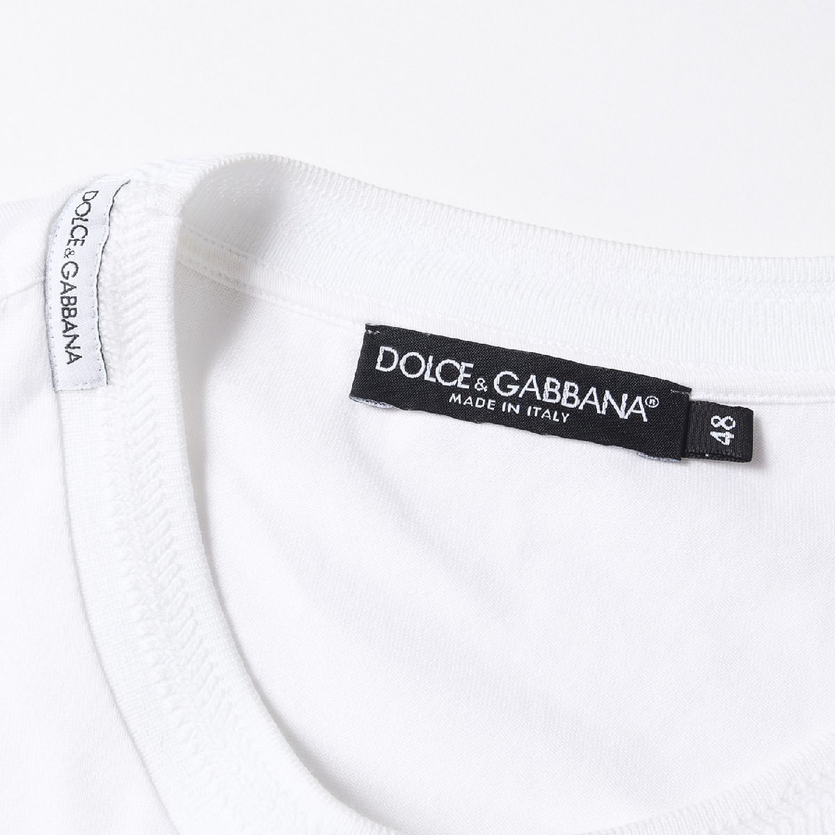 DOLCE&GABBANA ドルチェ&ガッバーナ Tシャツ サイズ：48 22SS ワンポイント ラバーDGロゴ リブトリム クルーネック Tシャツ ホワイト_画像3