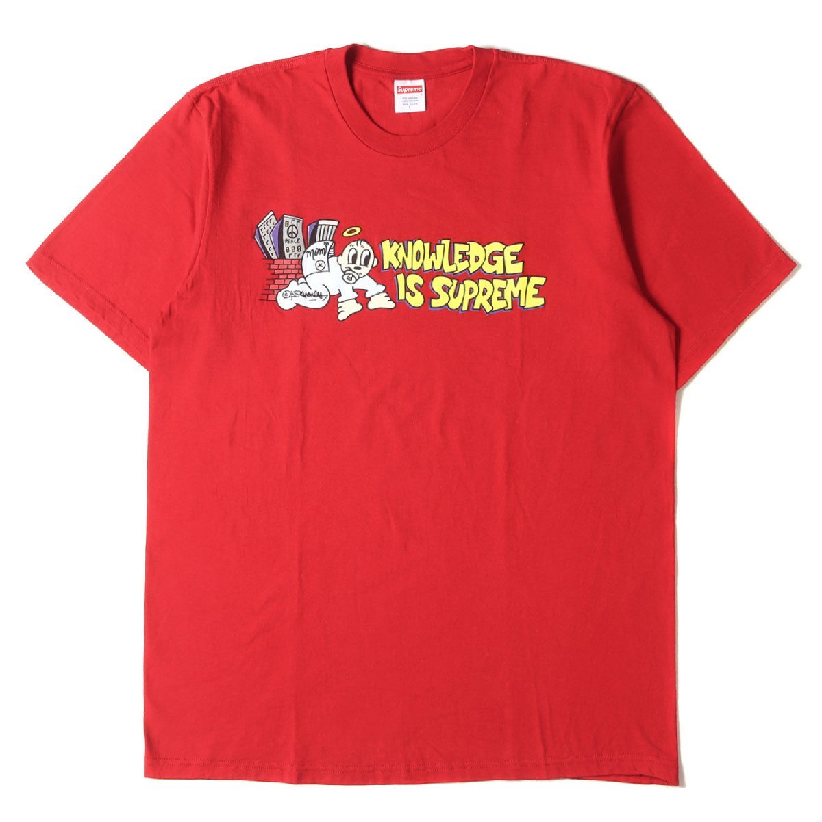 美品 Supreme シュプリーム Tシャツ サイズ:L 22SS A.Chales グラフィック クルーネック Tシャツ Knowledge Tee レッド 赤 トップス