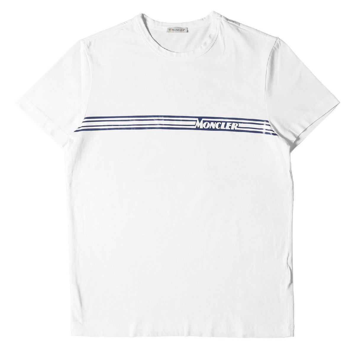 MONCLER モンクレール Tシャツ サイズ:M 20SS ラインロゴ クルーネック Tシャツ MAGLIA T-SHIRT F10918C70710 8390T ホワイト 白