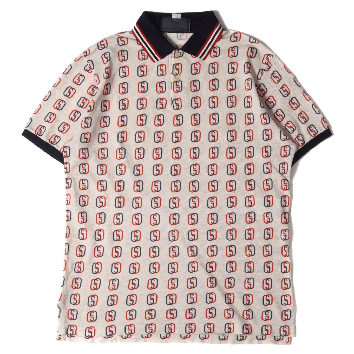 GUCCI グッチ 20SS GGロゴ インターロッキング ストレッチコットン 鹿の子 ポロシャツ GG Logo Polo shirt アイボリー イタリア製 XS