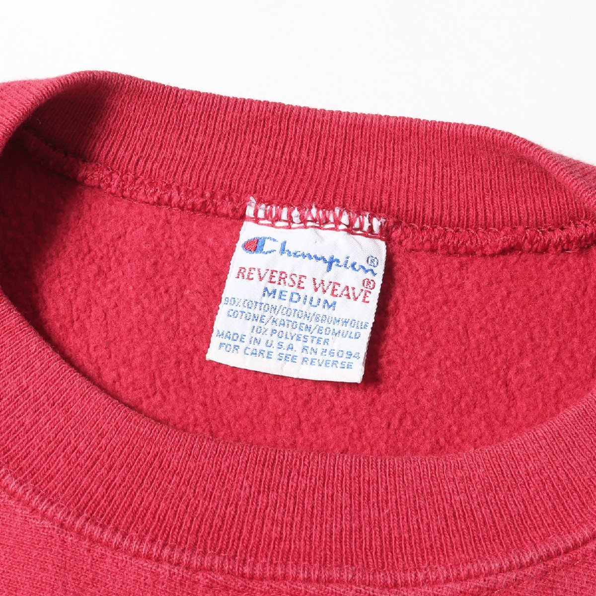 Champion vintage チャンピオン ヴィンテージ 90s 刺繍タグ 目付き リバースウィーブ スウェット USA製 レッド M トップス トレーナー_画像3