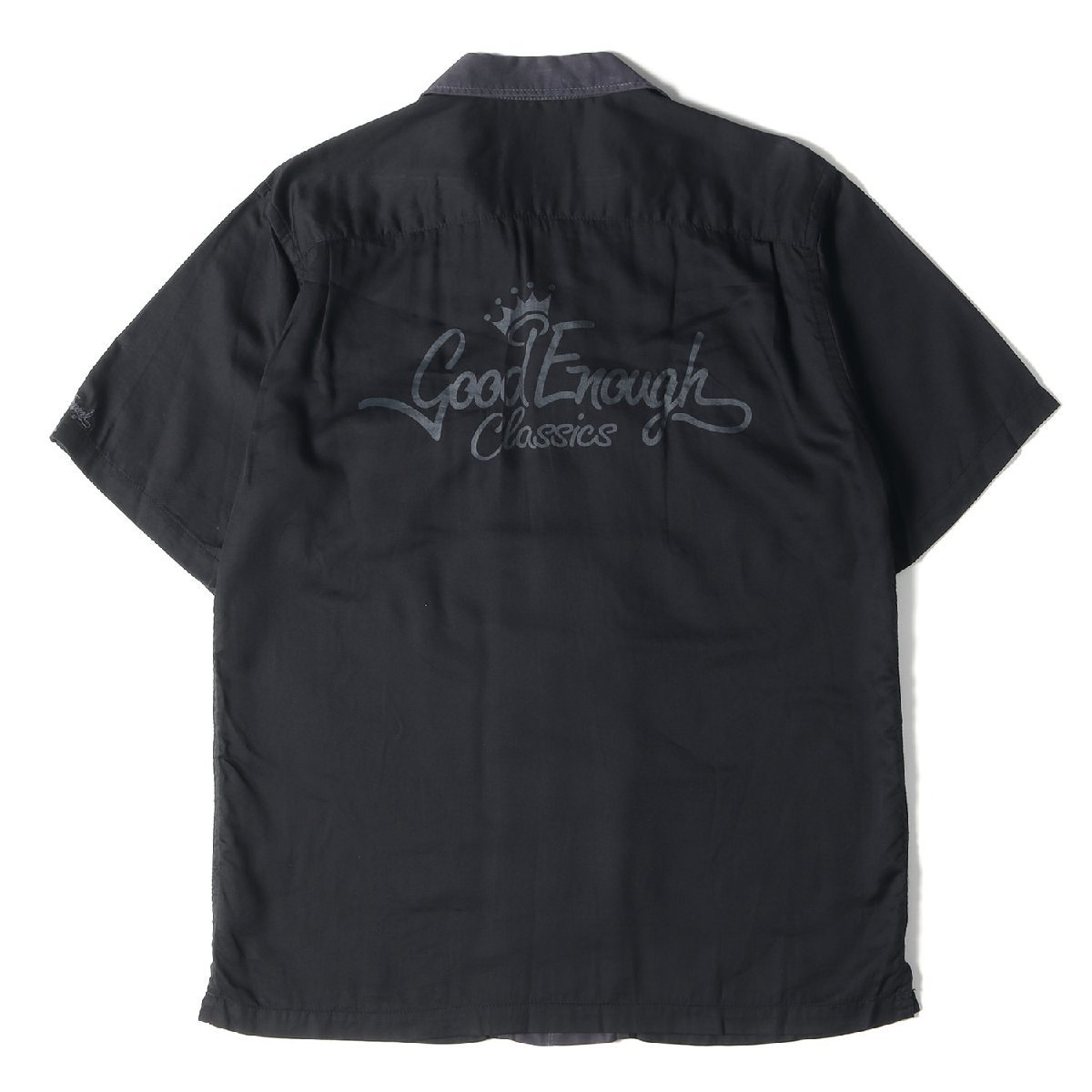 GOOD ENOUGH グッドイナフ シャツ サイズ:3 クラシックロゴ オープンカラー 半袖 シャツ ブラック チャコール 黒 トップス ブランド_画像1
