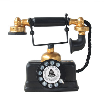 レトロな電話　昔ながらのノスタルジックなオブジェ ダイヤル式の電話 置物 インテリア 黒 金 ブラック ゴールド ヴィンテージ_画像10
