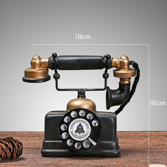レトロな電話　昔ながらのノスタルジックなオブジェ ダイヤル式の電話 置物 インテリア 黒 金 ブラック ゴールド ヴィンテージ_画像8
