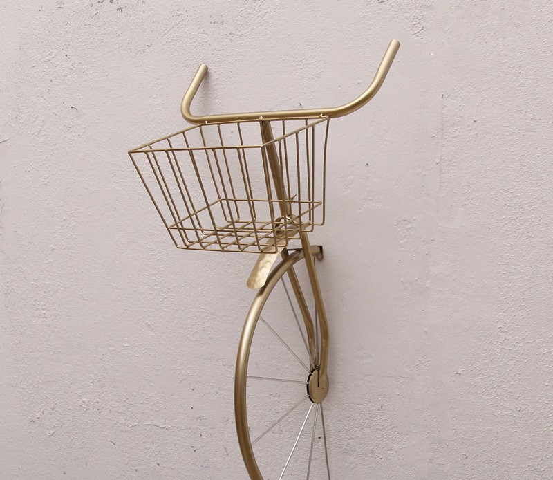  bicycle type planter rack wall equipment ornament hanging planter ornament flower pot wall pocket garden basket stylish Gold 