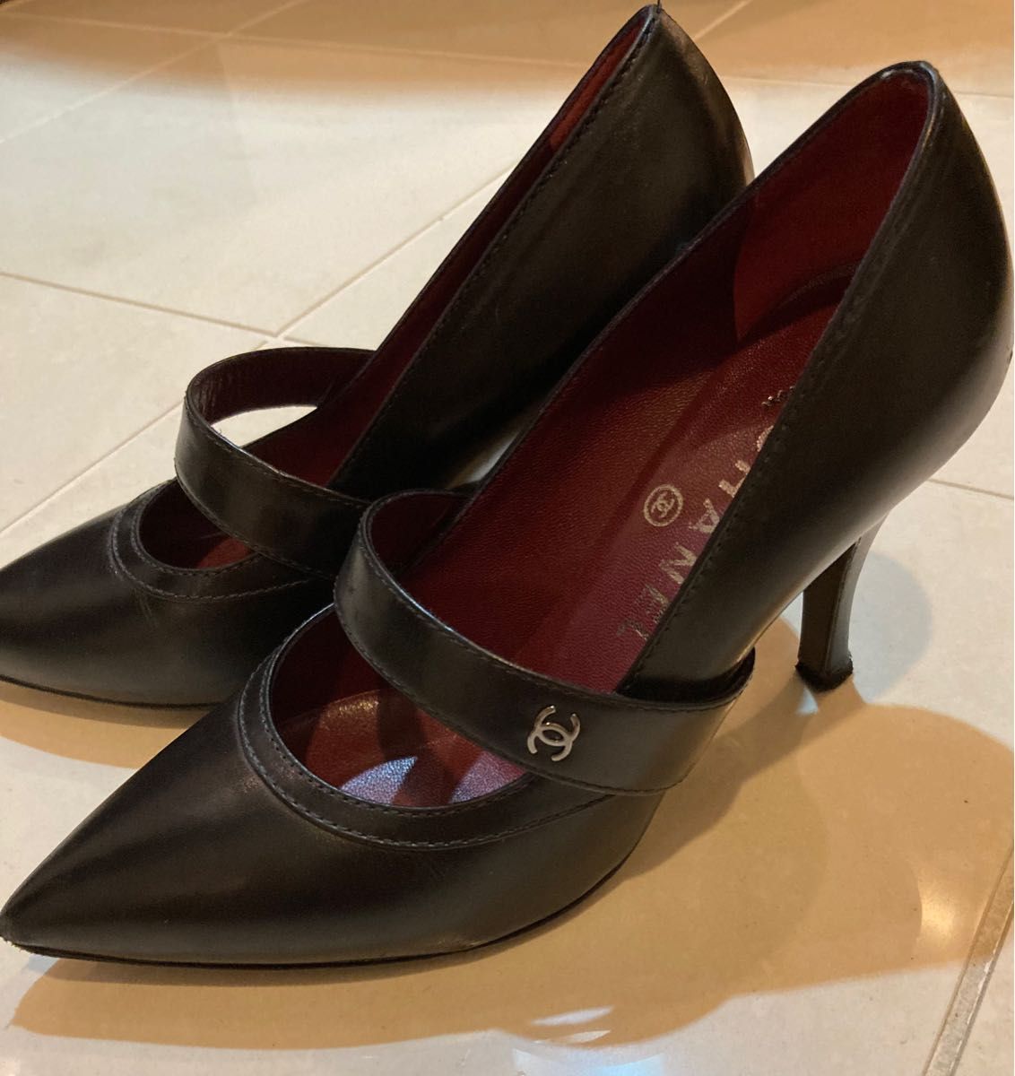 ☆CHANEL シャネル☆ ポインテッドトゥヒール パンプス 23cm 黒-