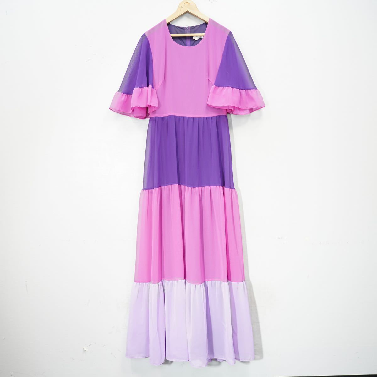 *SPECIAL ITEM* EU VINTAGE FRILL DESIGN LONG DRESS ONE PIECE MADE IN DENMARK/ヨーロッパ古着フリルデザインロングドレスワンピース_画像4