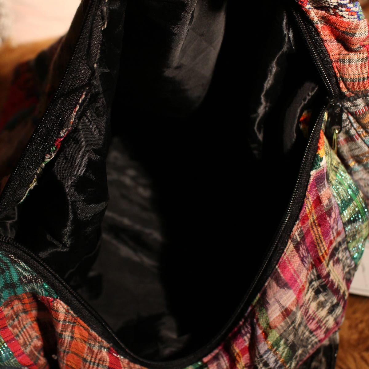 USA VINTAGE CRAZY PATTERNED HAND MADE DESIGN SHOULDER BAG/アメリカ古着クレイジーパターンハンドメイドデザインショルダーバッグ_画像9