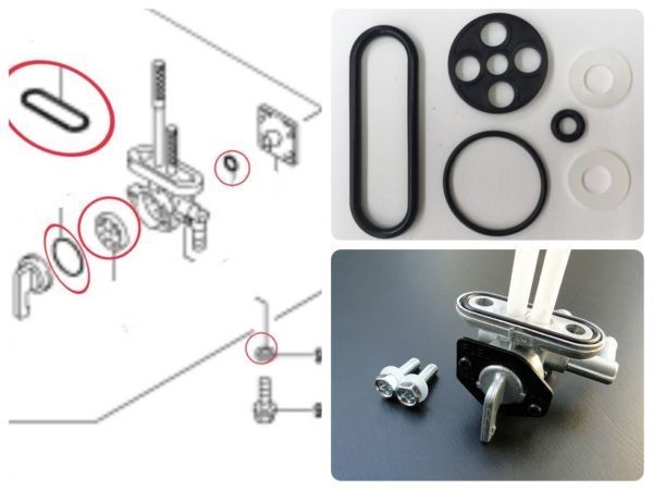 kawasaki GPZ750R フューエルコック パッキン オーバーホール ガソリン 漏れ リビルト レストア ZX750G ninja ニンジャの画像1