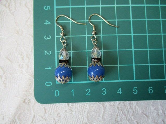 ハンドメイド 天然石 ブルーアゲート(青メノウ)と64面カットアクア ...