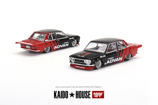 MINI GT　KHMG032　ダットサン 510 プロストリート ADVAN KAIDO HOUSE (左ハンドル) ※1/64スケール・チェイスカーの可能性有_画像1