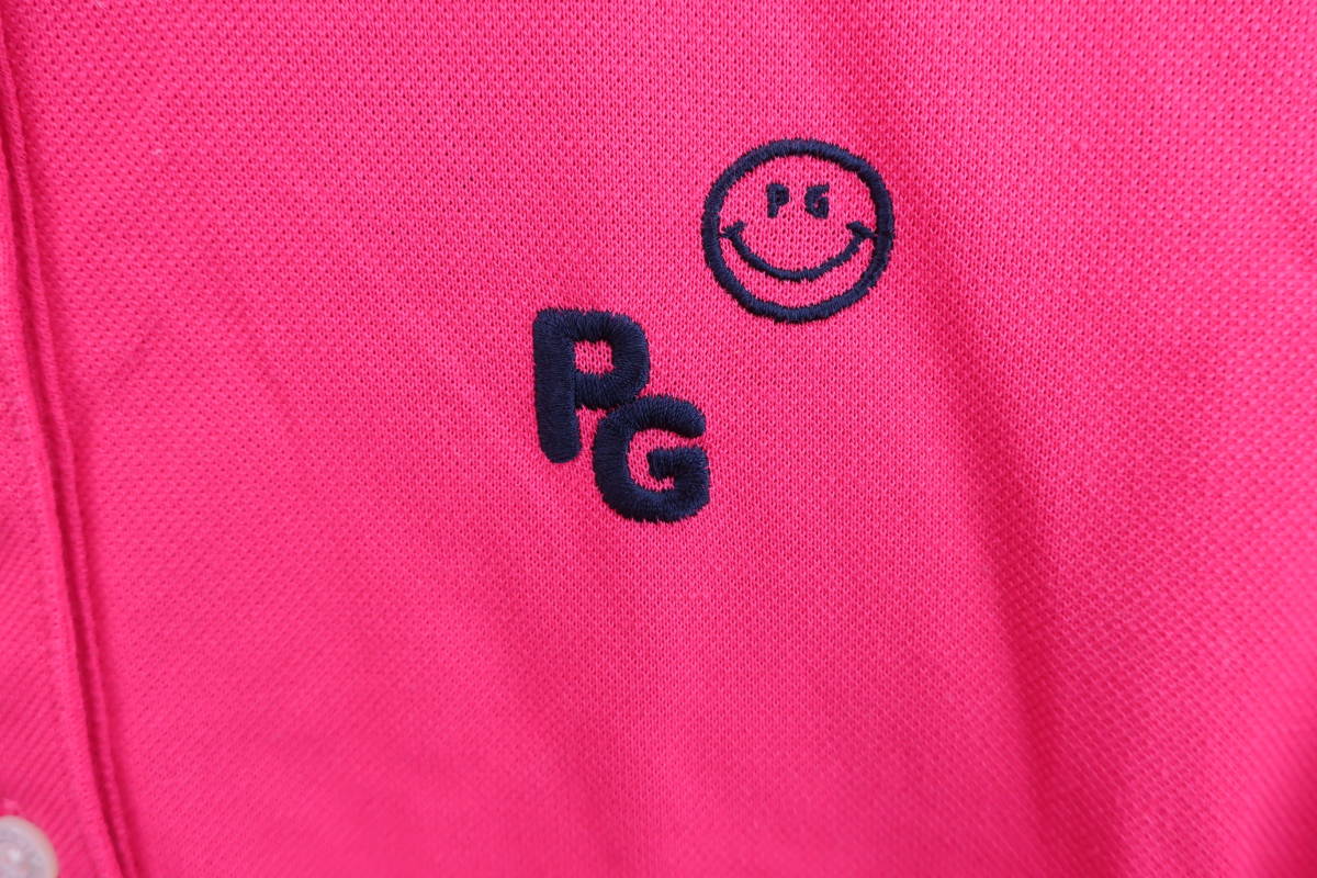 【感謝セール】【美品】PEARLY GATES(パーリーゲイツ) ノースリーブポロシャツ ピンク紺ニコちゃんマーク レディース 0 ゴルフウェア 2305-_画像3