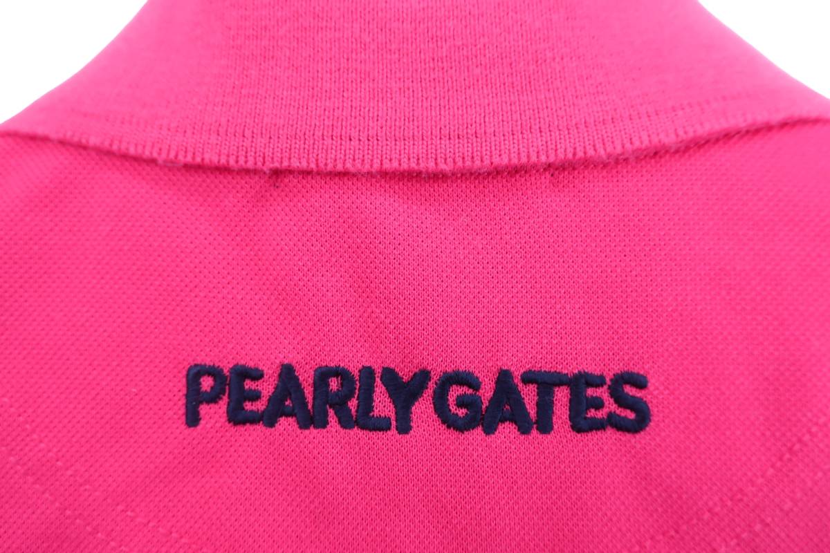 【感謝セール】【美品】PEARLY GATES(パーリーゲイツ) ノースリーブポロシャツ ピンク紺ニコちゃんマーク レディース 0 ゴルフウェア 2305-_画像5