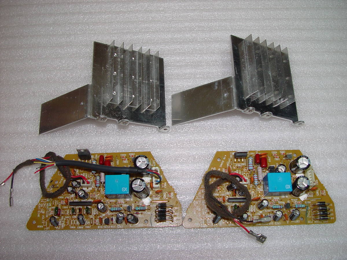 SONY アンプ 基板 モノラル 2個で ステレオ 改造音遊びに ソニー アンプより取外し品 パワー IC TDA2050 JRC オペアンプ MJM 4558LD 放熱器_画像1