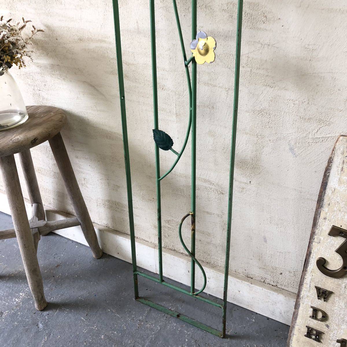 V363!W25×H148 large antique iron fence gardening car Be Schic old iron . lattice iron Vintage gate ftg