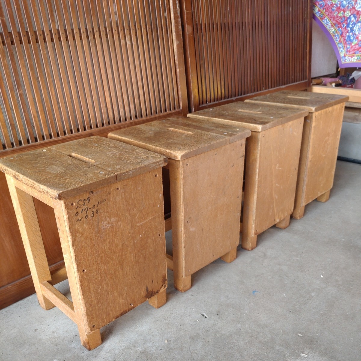 昭和レトロ 木製椅子 4脚セット 工芸/アンティーク/ビンテージ/古民具