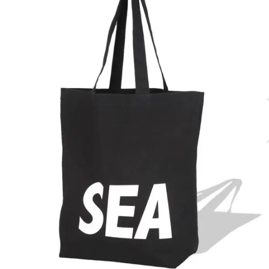 即決!!黒 WIND AND SEA SEAウィンダンシーTOTE BAG新品 トートバッグ エコバッグ入手困難 BLACKブラック デカSEAロゴWDS/発送レターパック_画像1