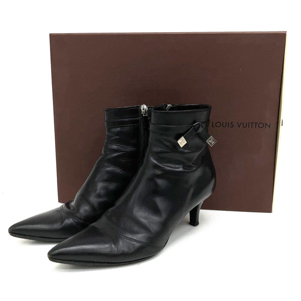 ルイヴィトン Louis Vuitton B00063 レザー ヒール ショートブーツ