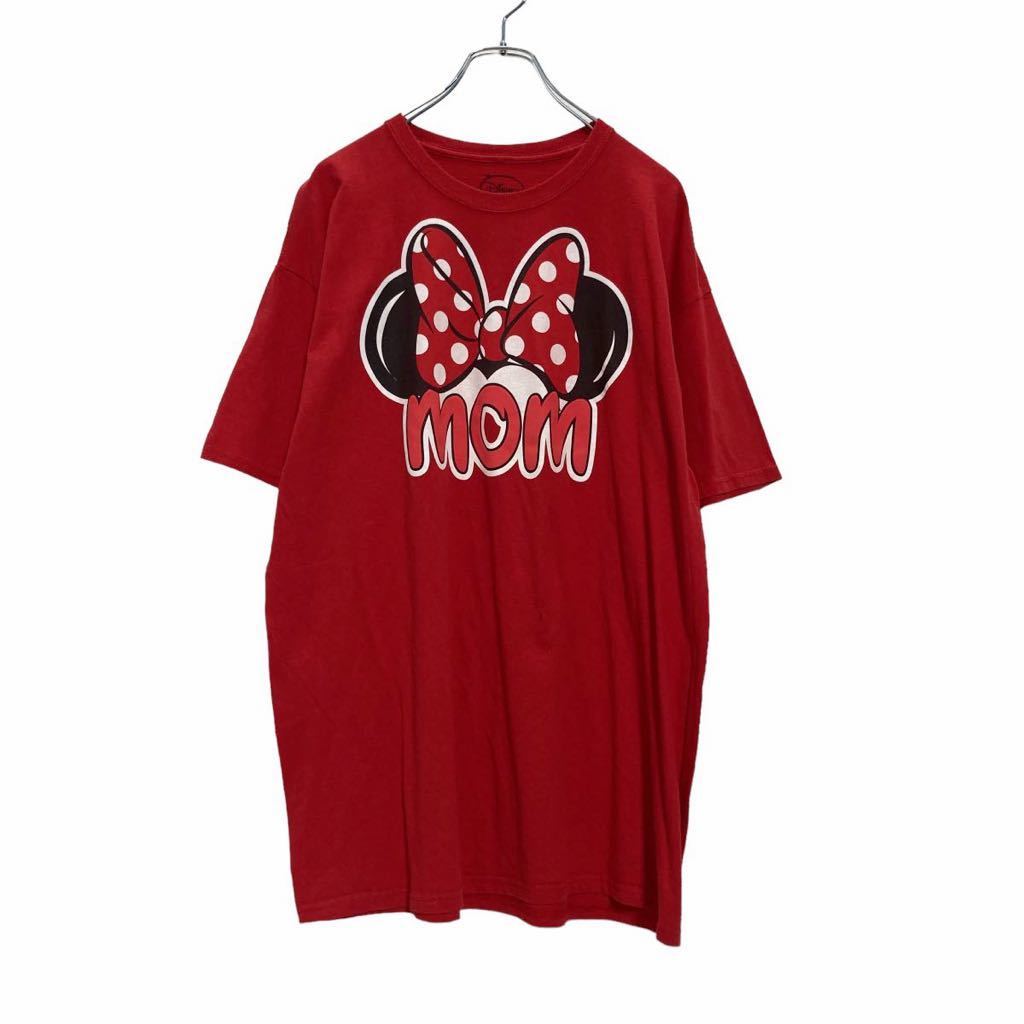 Disney 半袖 プリント Tシャツ ウィメンズ XL レッド ミニーマウス MOM