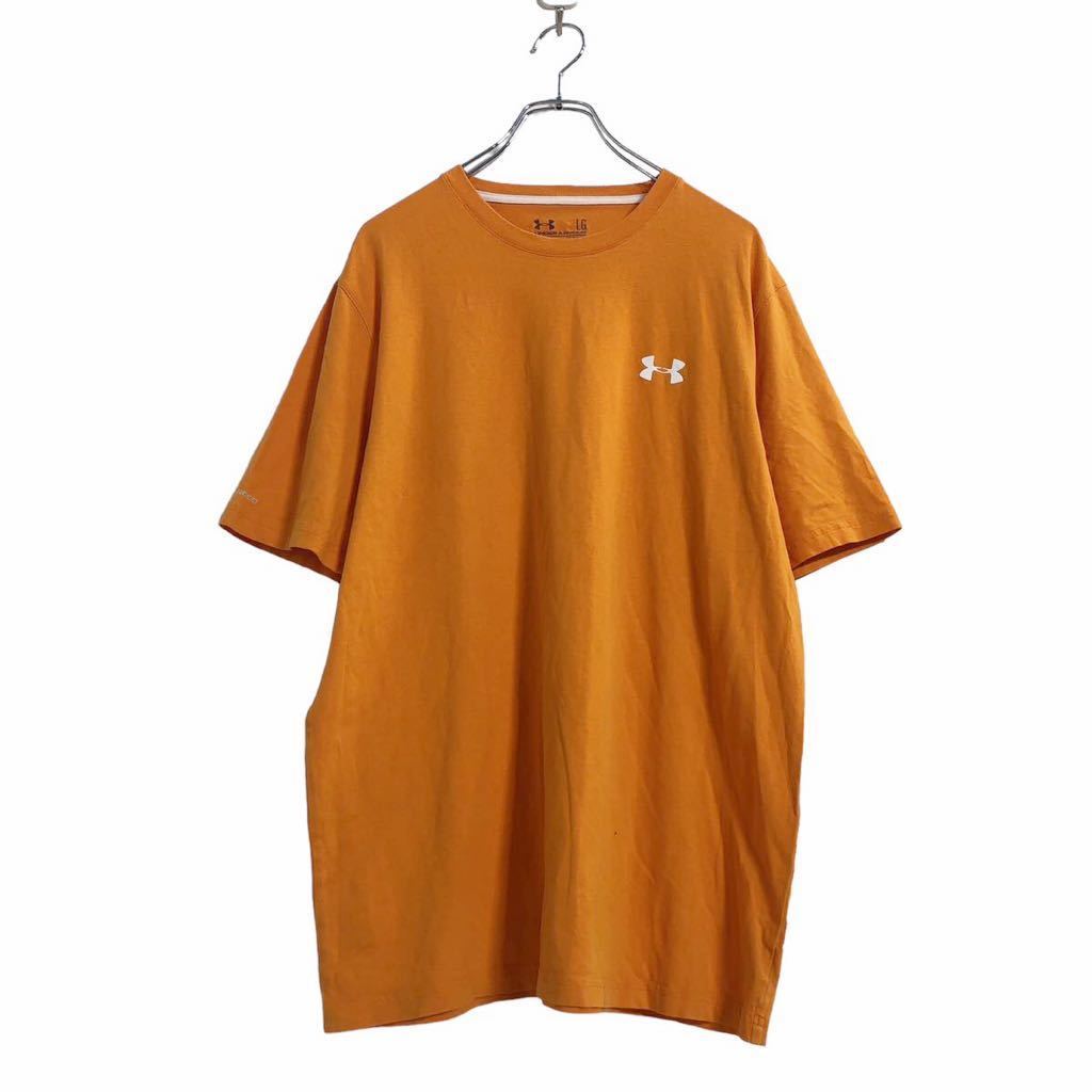 UNDER ARMOUR 半袖 ロゴ Tシャツ L オレンジ アンダーアーマー ワンポイントロゴ スポーツ 古着卸 アメリカ仕入 a506-7053_画像1