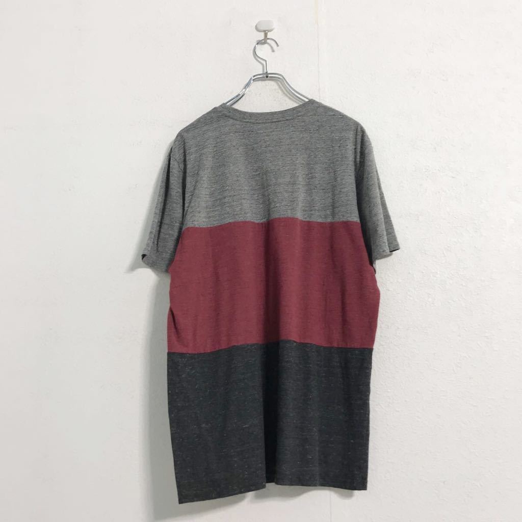 Hurley 半袖 無地 Tシャツ L ライトグレー レッド ダークグレー ハーレー 切り替え 古着卸 アメリカ仕入 a507-6353_画像4